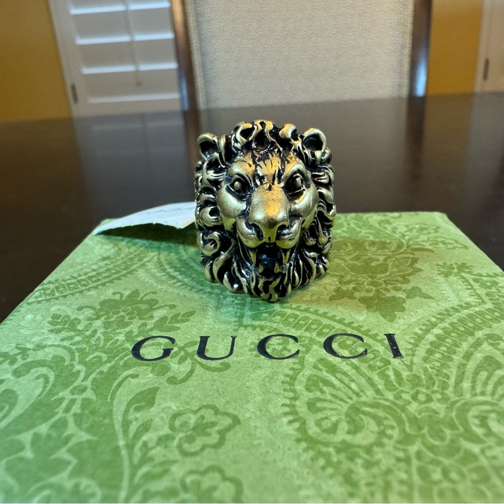 New Authentic Gucci Lion Head Ring Size IT 19 / US 8.75 - Picture 3 of 13